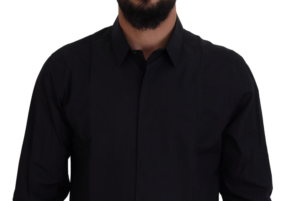 Dolce & Gabbana 100% Cotton Slim Fit Dress Shirt in Black