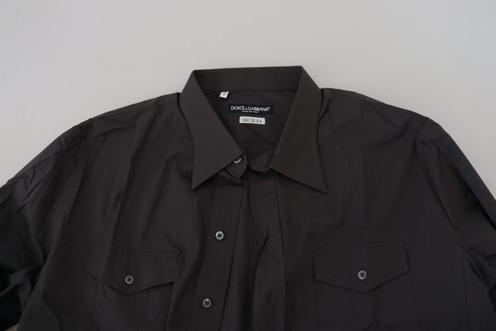 Dolce & Gabbana SICILIA Slim Fit Stretch Dress Shirt in Grey