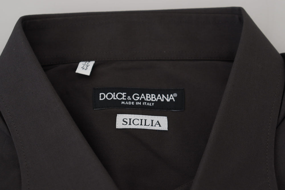Dolce & Gabbana SICILIA Slim Fit Stretch Dress Shirt in Grey