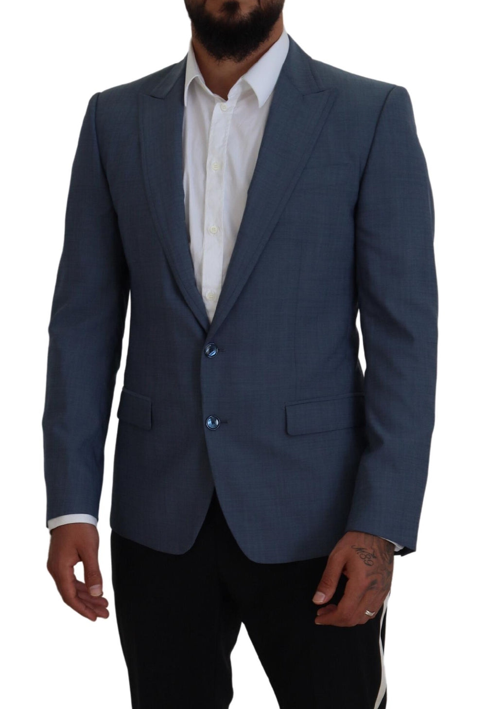 Dolce & Gabbana Wool Stretch Slim Fit Blazer in Blue