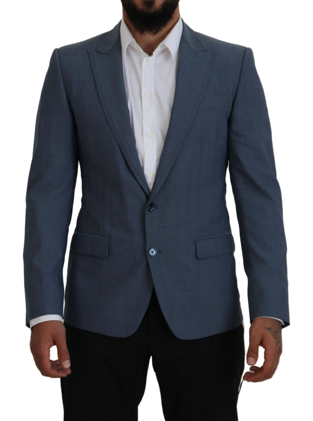 Dolce & Gabbana Wool Stretch Slim Fit Blazer in Blue