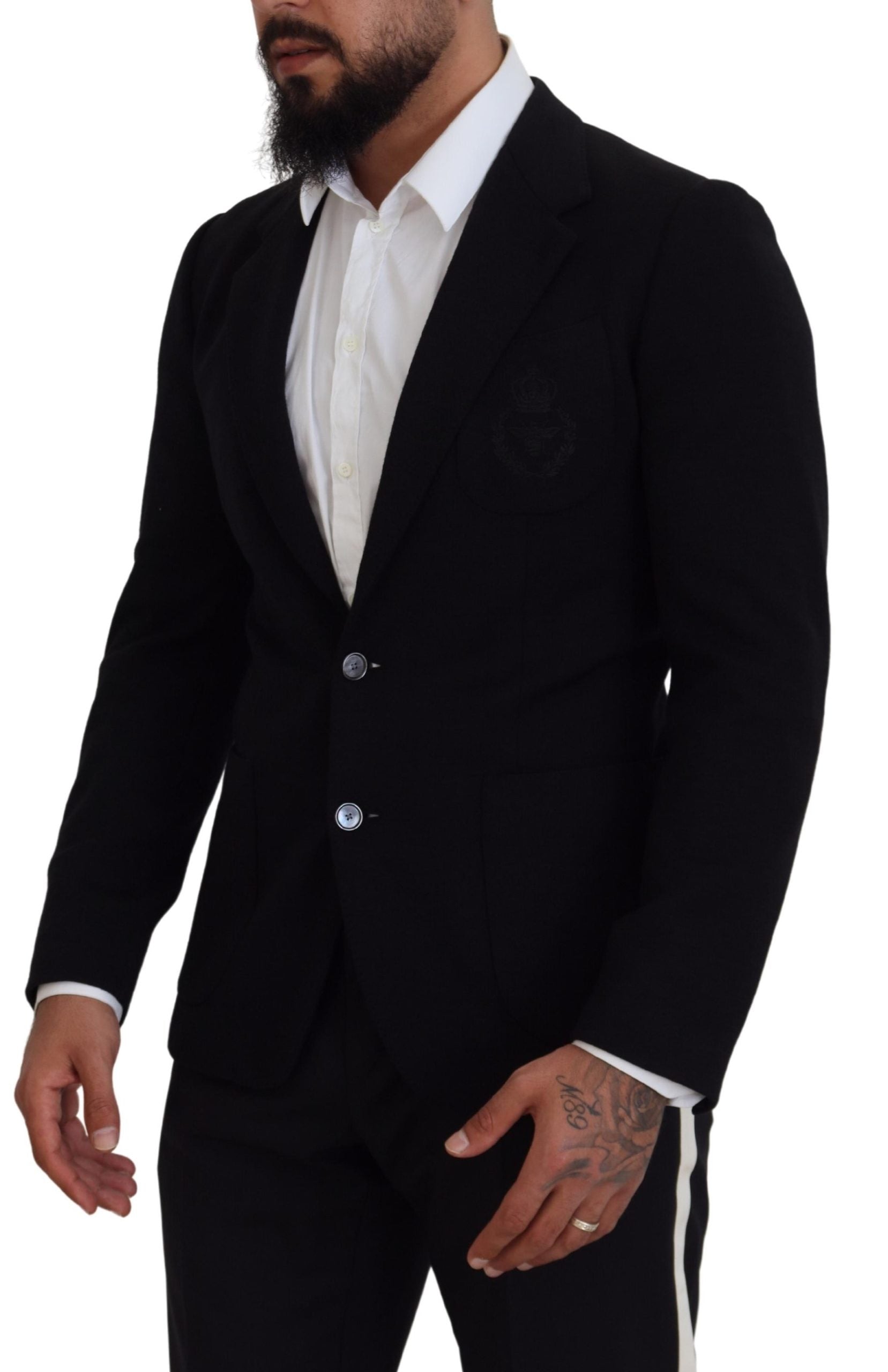 Black Wool Crown Slim Fit Jacket Blazer mens luxury fashion - Mens Edit