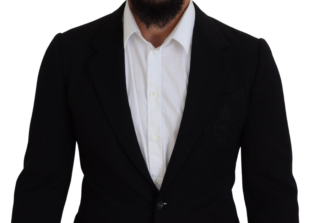 Dolce & Gabbana 100% Wool Slim Fit Blazer in Black