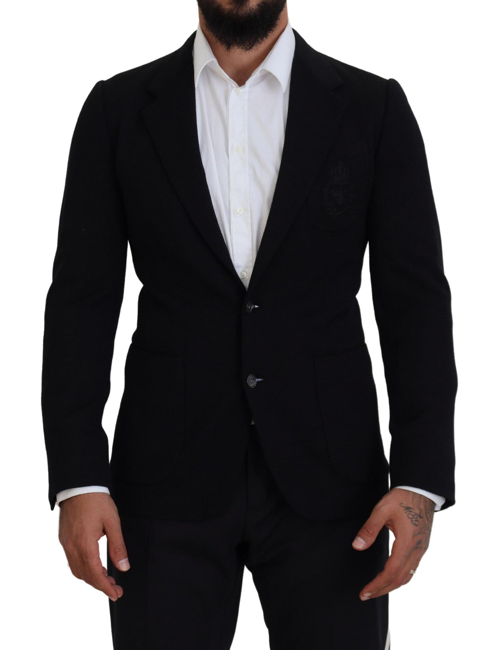 Dolce & Gabbana 100% Wool Slim Fit Blazer in Black