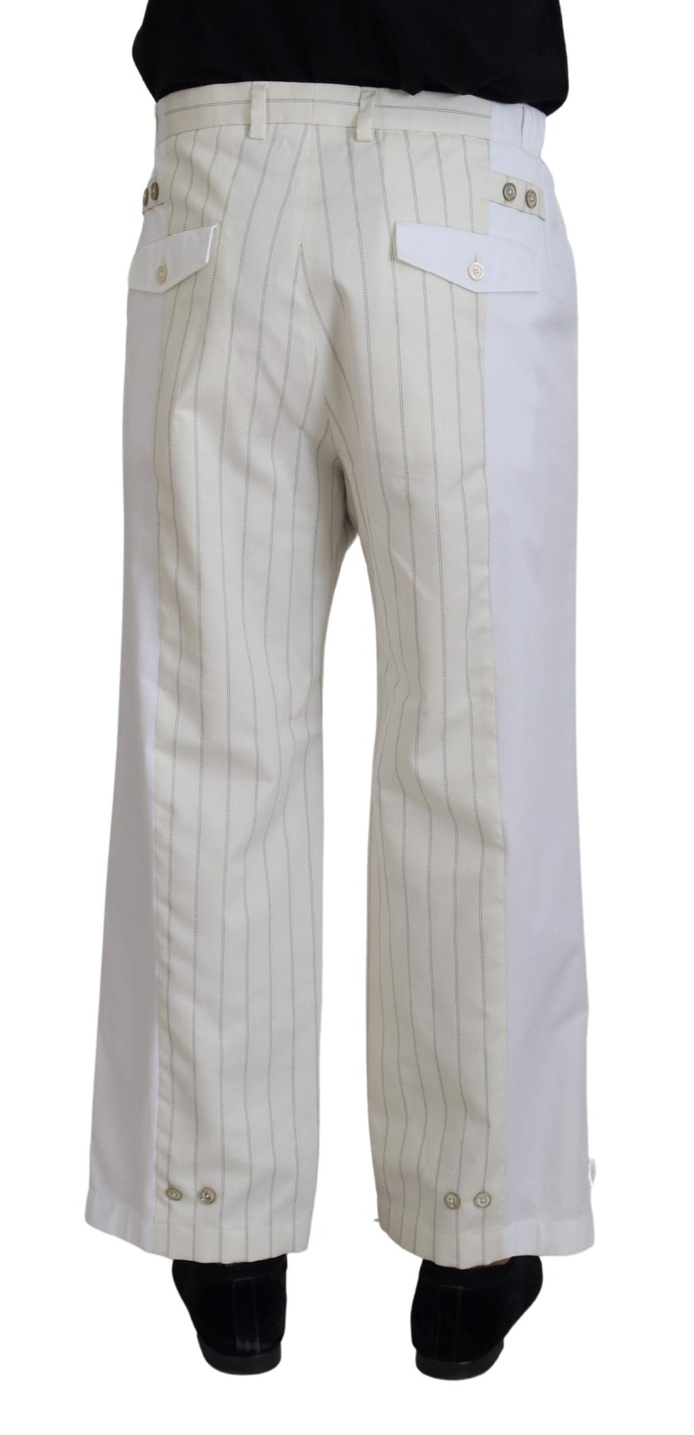Dolce & Gabbana Cotton Striped Formal Trousers in White