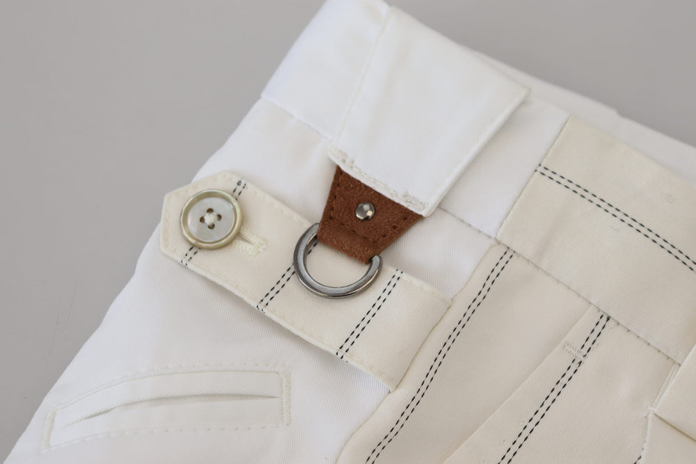 Dolce & Gabbana Cotton Striped Formal Trousers in White