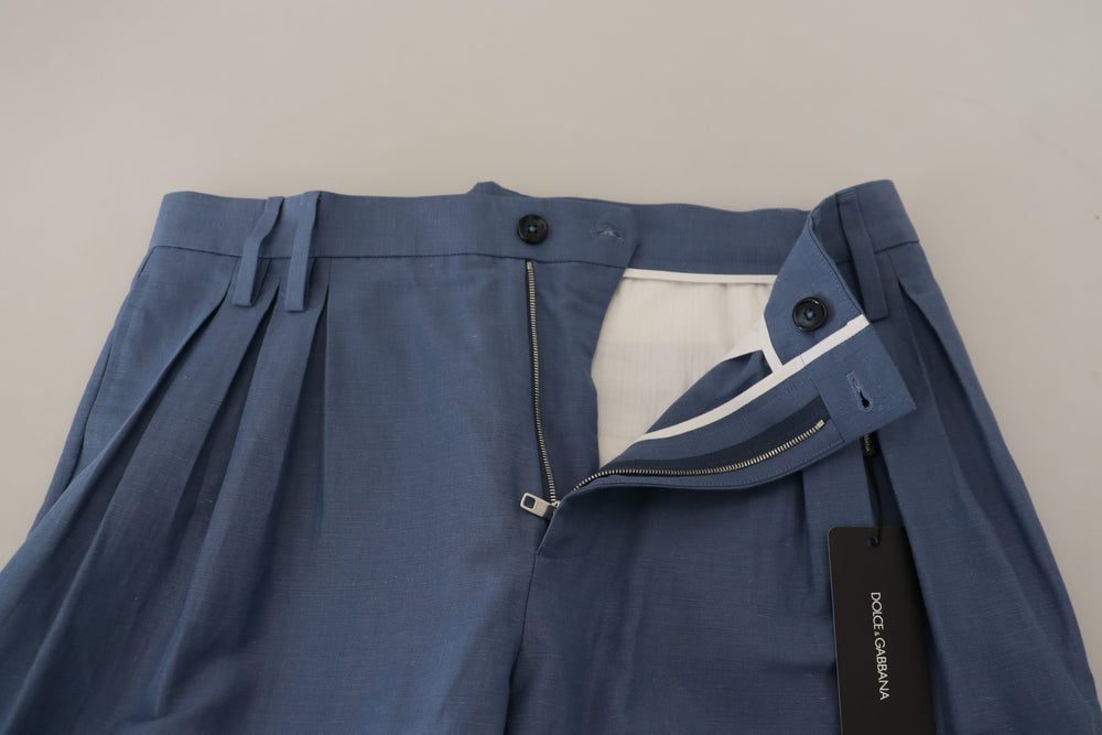 Dolce & Gabbana Linen Chino Trousers in Blue