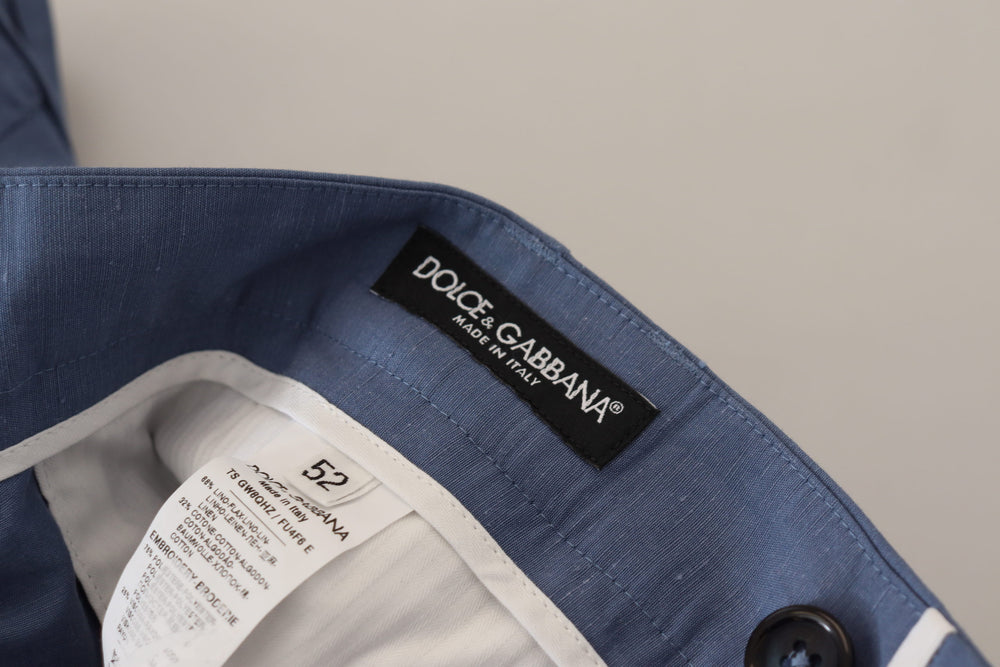 Dolce & Gabbana Linen Chino Trousers in Blue