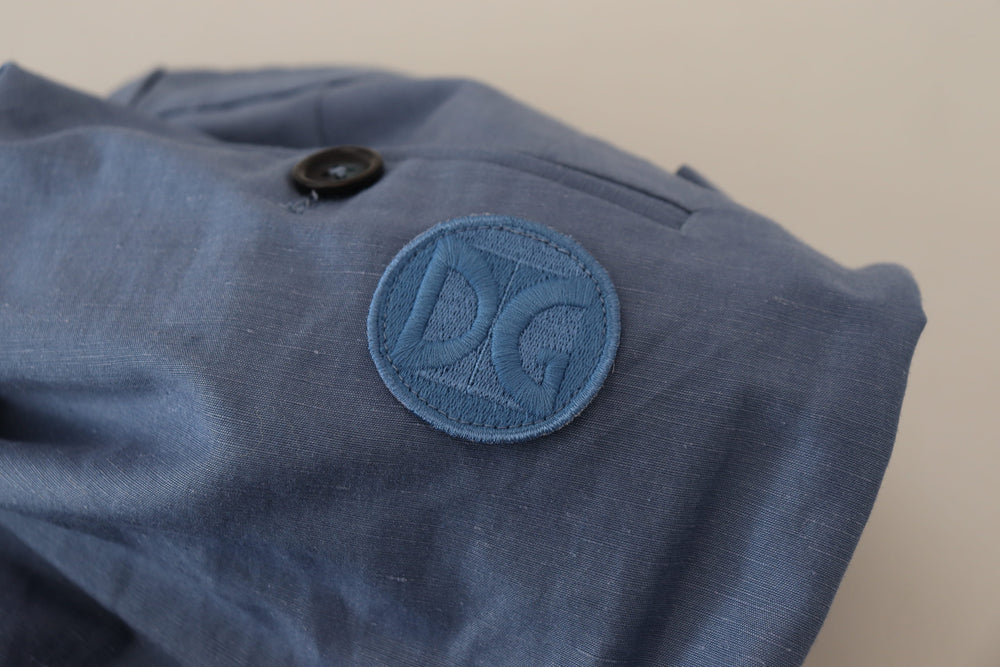 Dolce & Gabbana Linen Chino Trousers in Blue