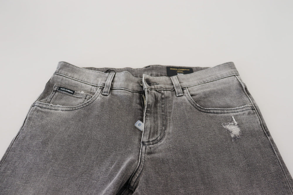 Dolce & Gabbana Cotton Skinny Jeans in Grey Washed
