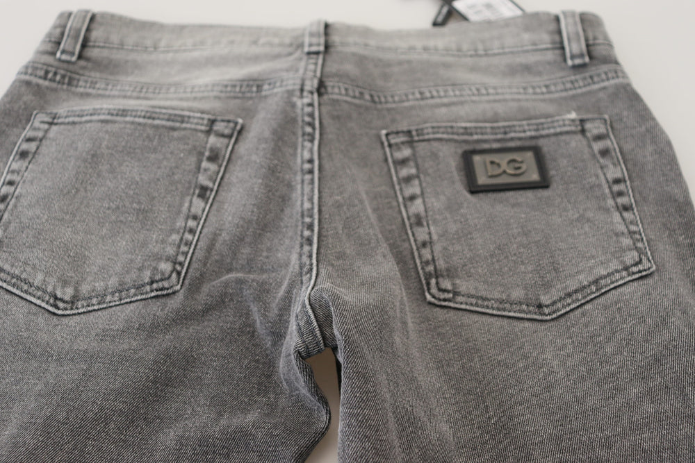 Dolce & Gabbana Cotton Skinny Jeans in Grey Washed