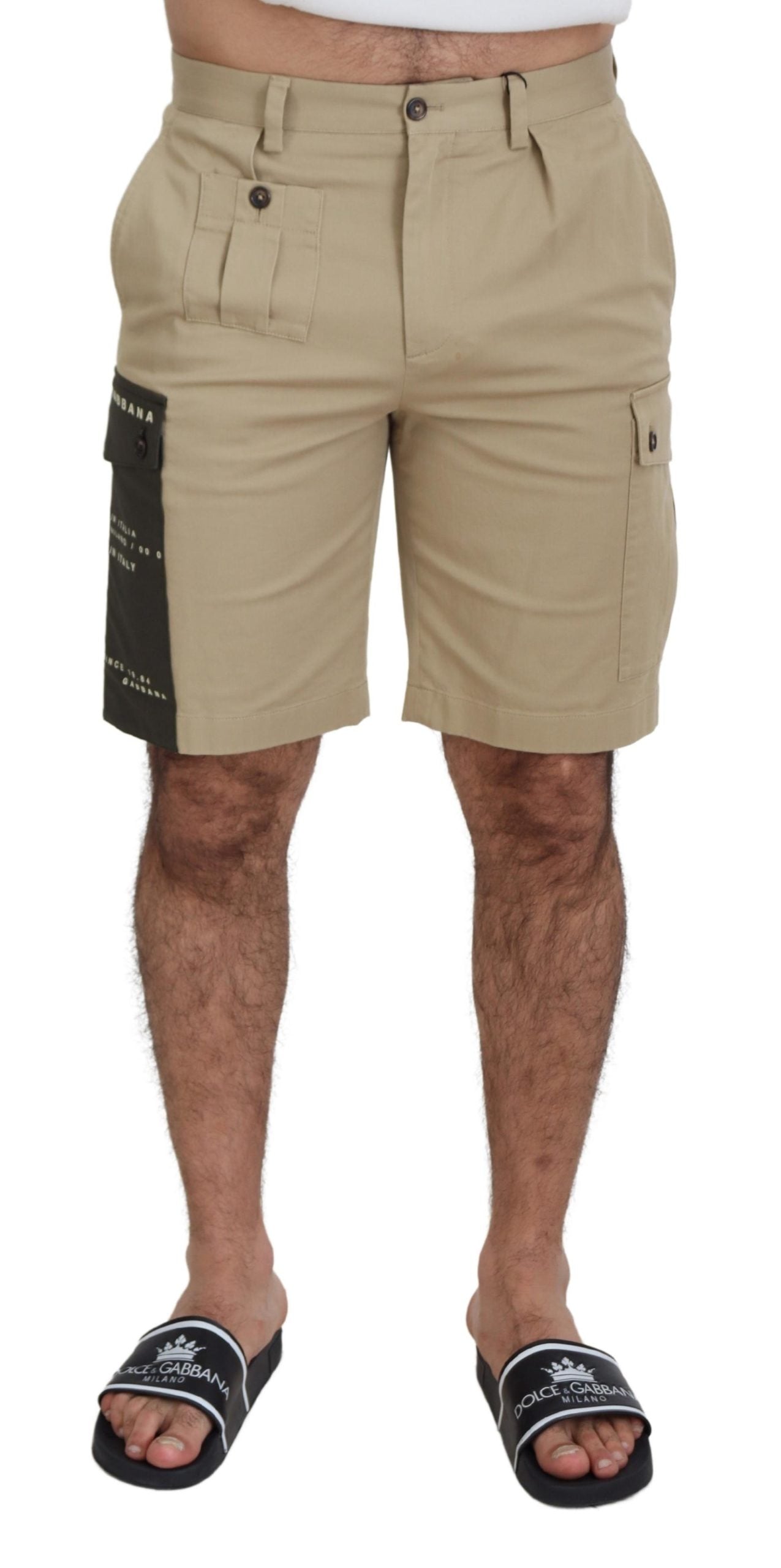 Beige Cotton Cargo Bermuda Shorts mens luxury fashion - Mens Edit