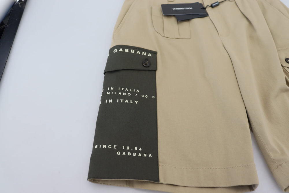 Dolce & Gabbana Cotton Cargo Bermuda Shorts in Beige