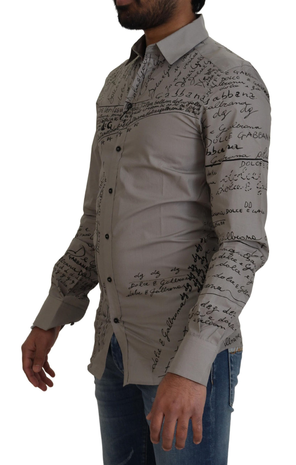 Dolce & Gabbana 100% Cotton Slim Dress Shirt in Gray