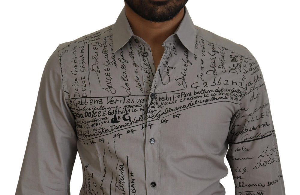 Dolce & Gabbana 100% Cotton Slim Dress Shirt in Gray