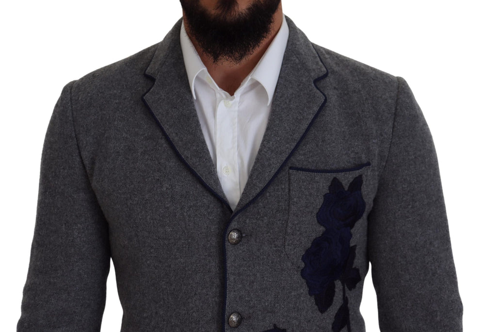 Dolce & Gabbana 100% Wool Slim Fit Blazer in Grey