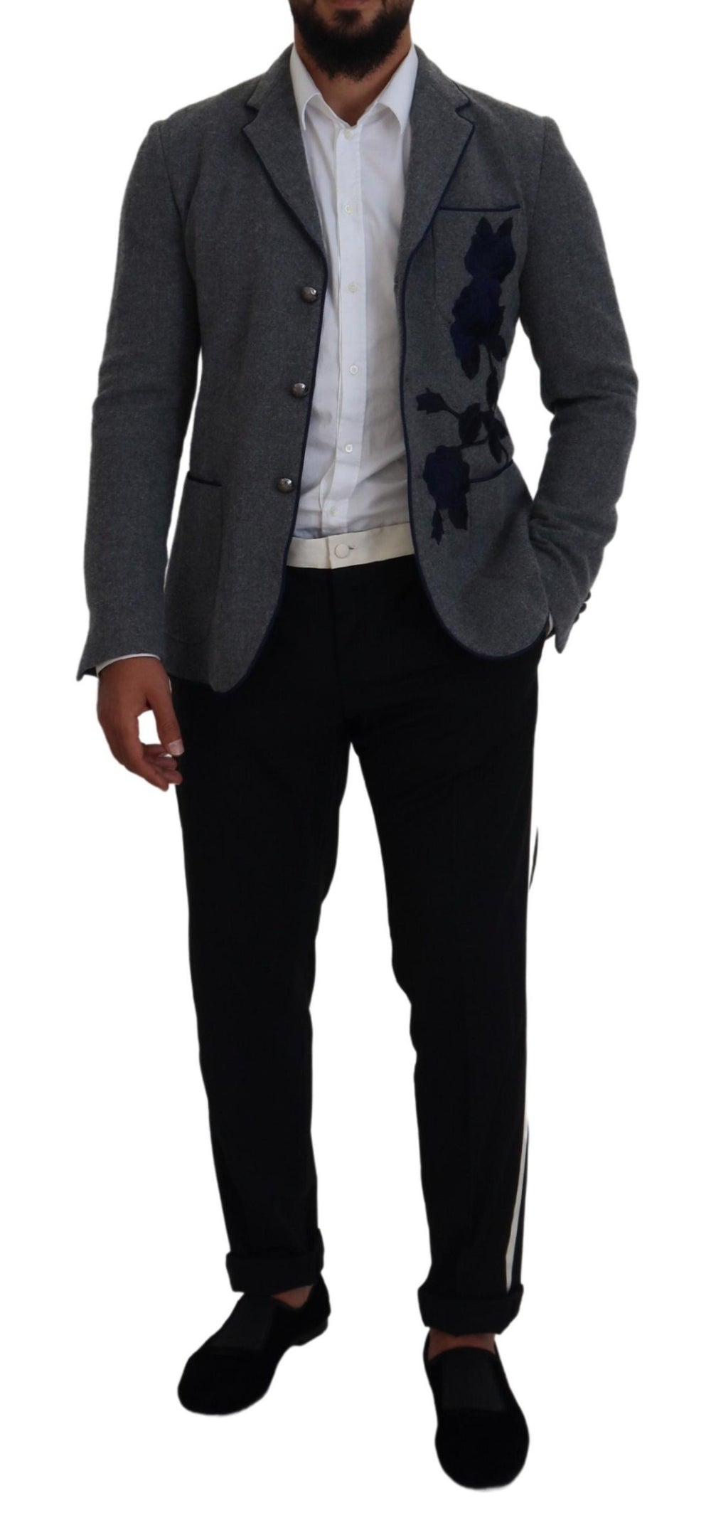 Dolce & Gabbana 100% Wool Slim Fit Blazer in Grey