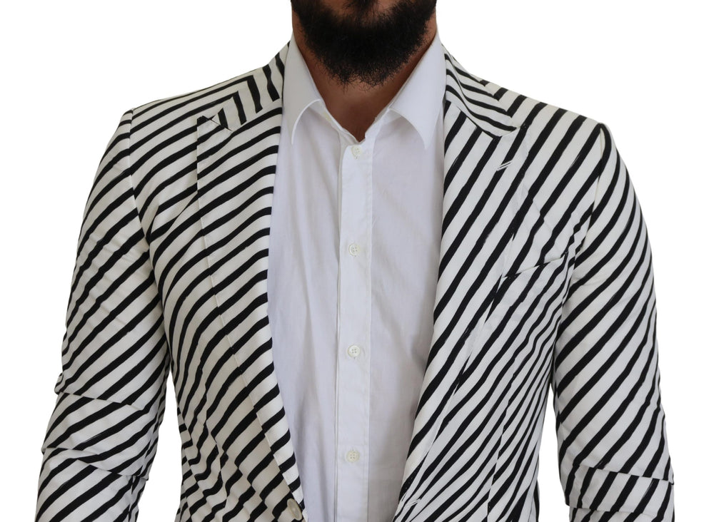 Dolce & Gabbana Cotton Blazer in White with Black Stripes