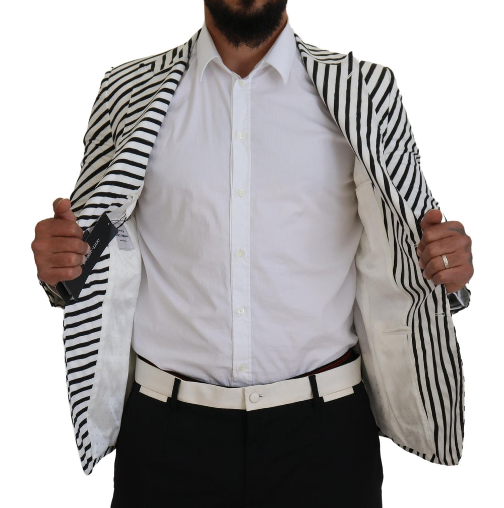 Dolce & Gabbana Cotton Blazer in White with Black Stripes