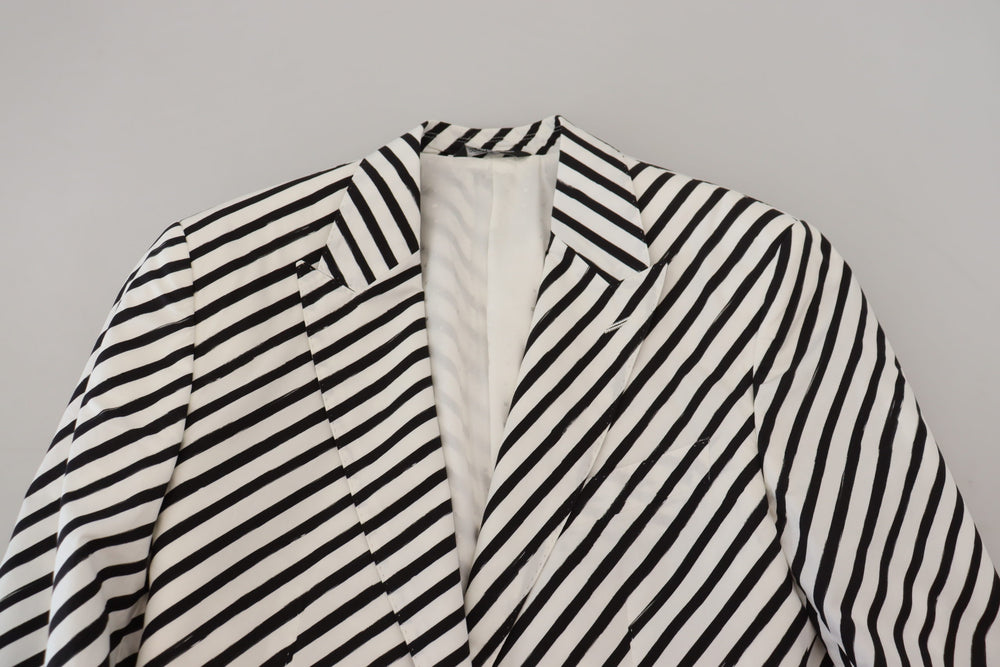 Dolce & Gabbana Cotton Blazer in White with Black Stripes