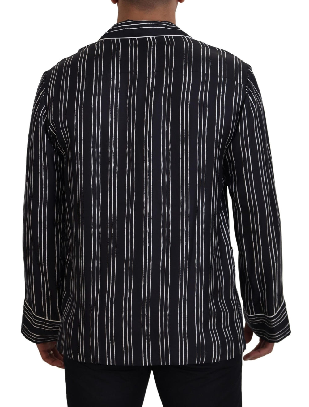 Dolce & Gabbana 100% Silk Pajama Shirt Jacket in Blue Stripe