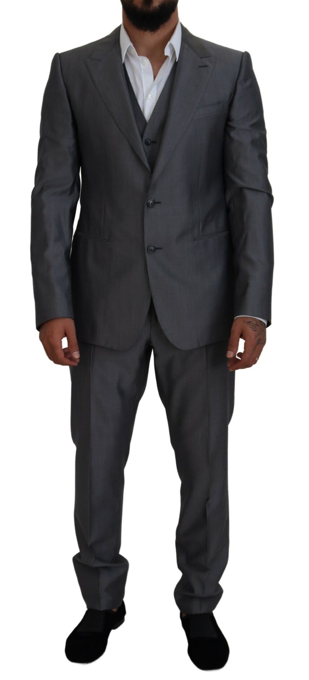 Dolce & Gabbana Wool and Silk SICILIA Three-Piece Suit in Grey