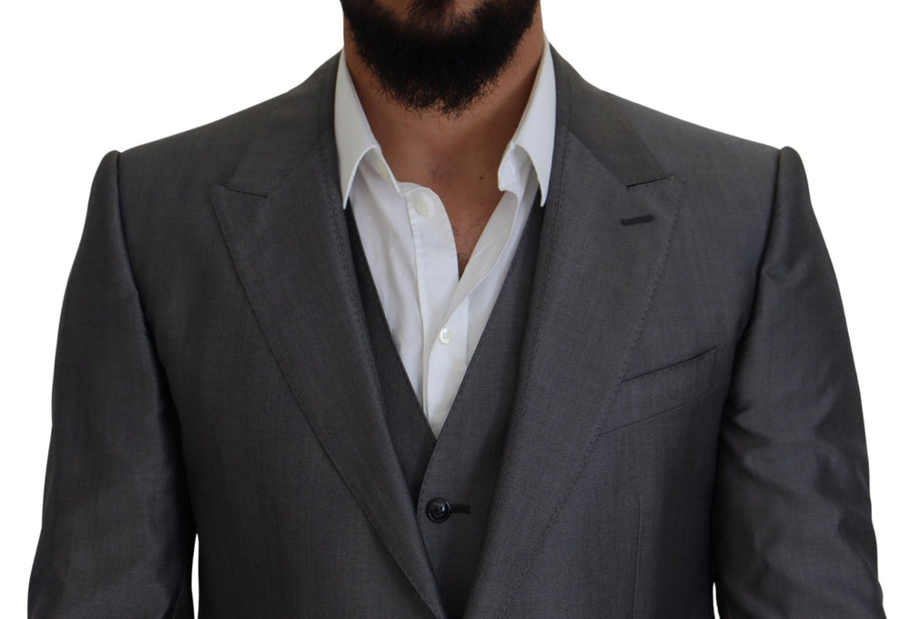 Dolce & Gabbana Wool and Silk SICILIA Three-Piece Suit in Grey