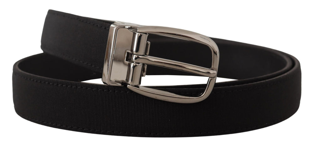 Black Grosgrain Leather Silver Logo Buckle Belt mens luxury fashion - Mens Edit