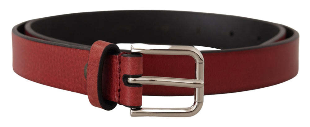 Dolce & Gabbana Vitello Leather Belt in Maroon