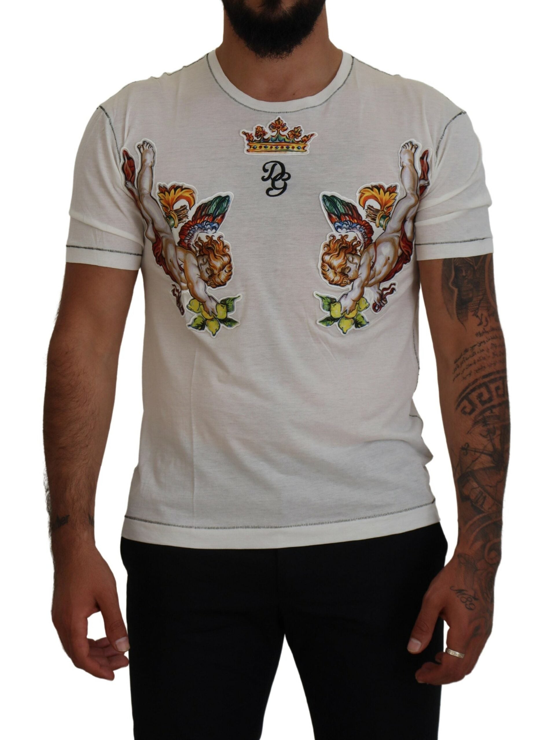 White Printed Short Sleeves Men T-shirt mens luxury fashion - Mens Edit