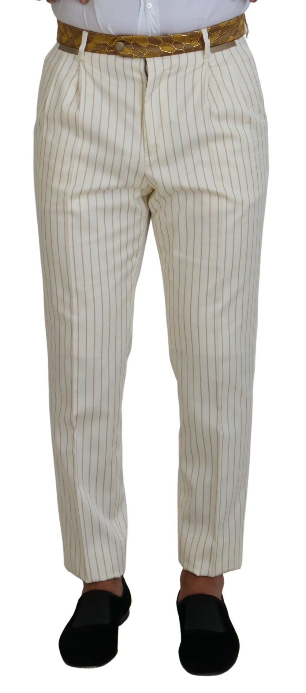 Dolce & Gabbana Off-White and Gold Double-Breasted Slim Fit Suit