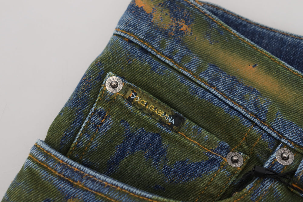 Dolce & Gabbana Skinny Cotton Denim Jeans in Blue-Green Wash