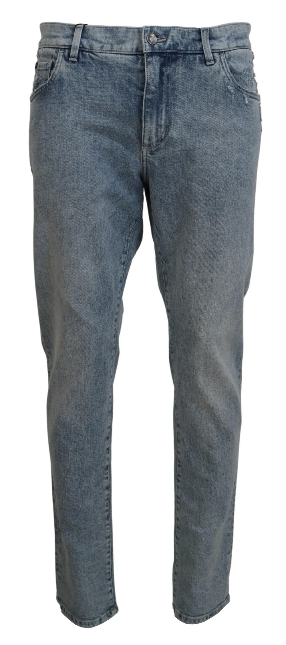 Dolce & Gabbana Slim Fit Cotton Denim Jeans in Light Blue Wash