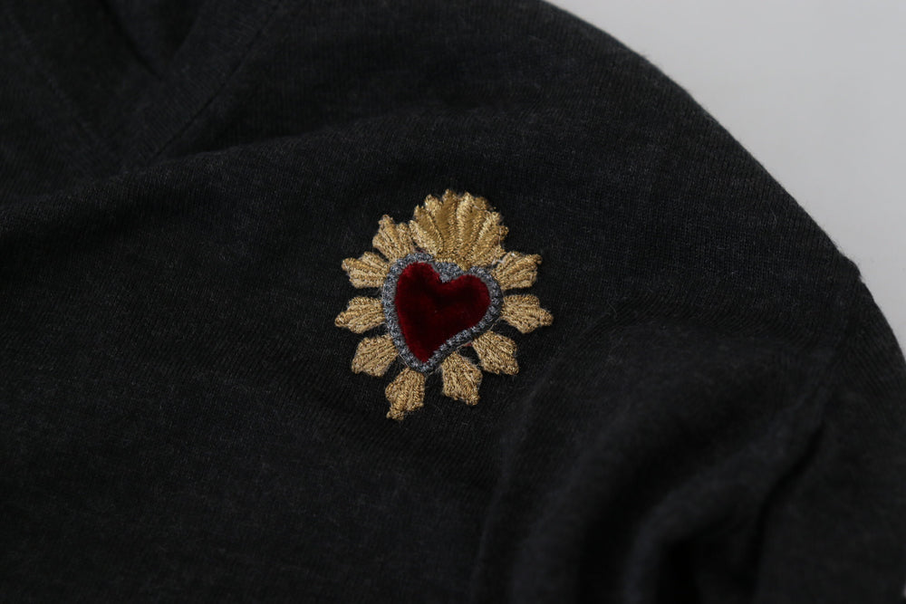 Dolce & Gabbana 100% Cashmere V-Neck Sweater in Gray