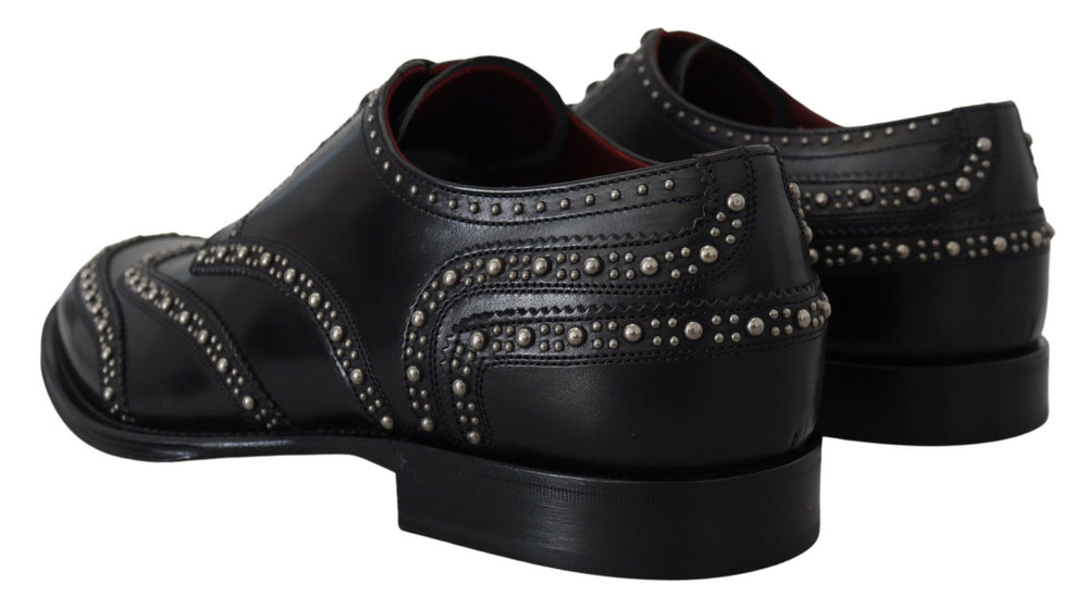 Black Leather Derby Dress Studded Shoes mens luxury fashion - Mens Edit