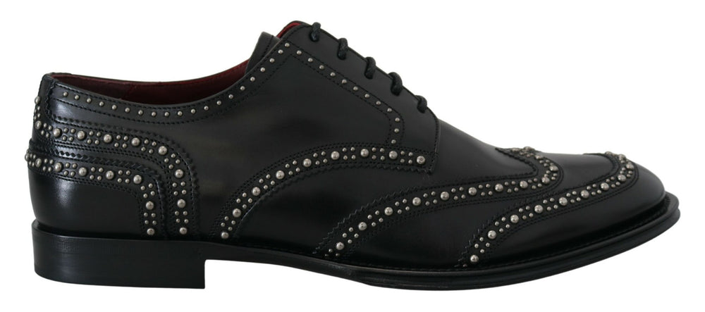 Dolce & Gabbana Leather Studded Derby Shoes in Black