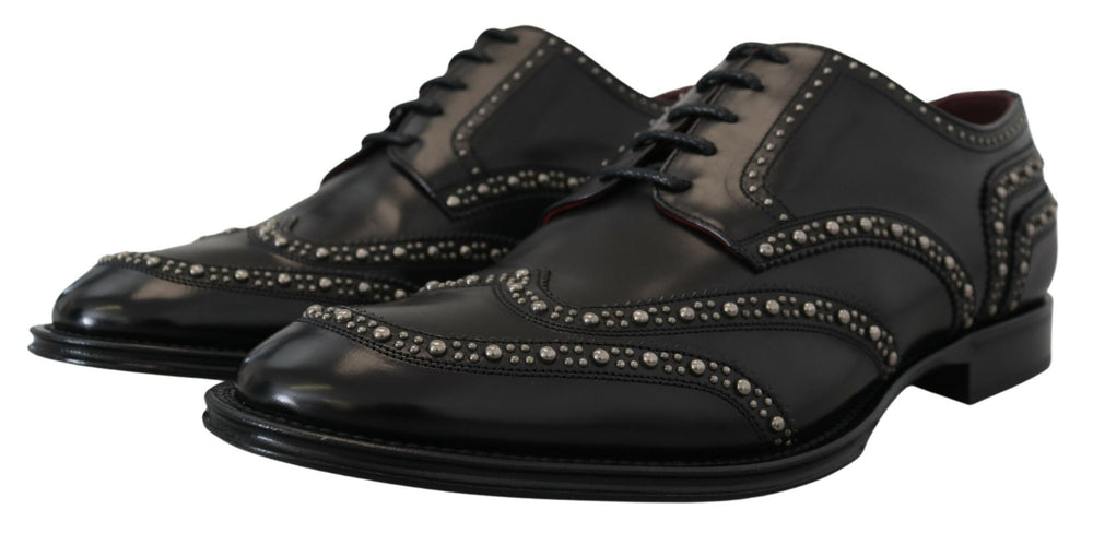 Dolce & Gabbana Leather Studded Derby Shoes in Black
