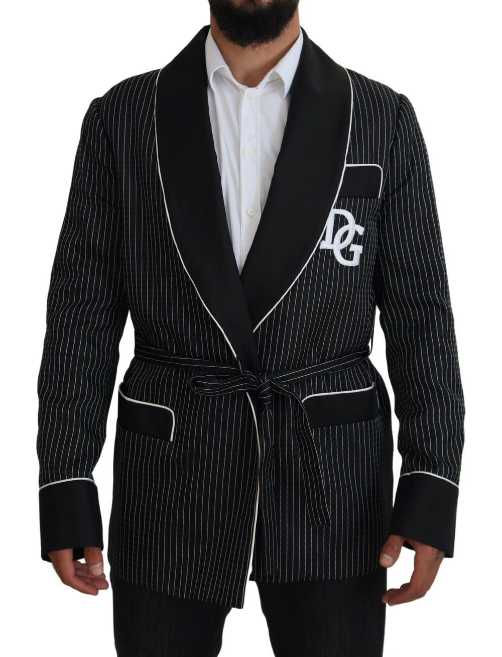 Dolce & Gabbana Striped Robe Blazer in Black and White