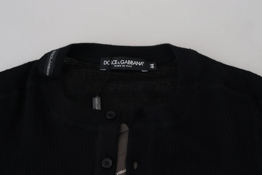 Dolce & Gabbana 100% Cashmere Button Pullover Sweater in Black
