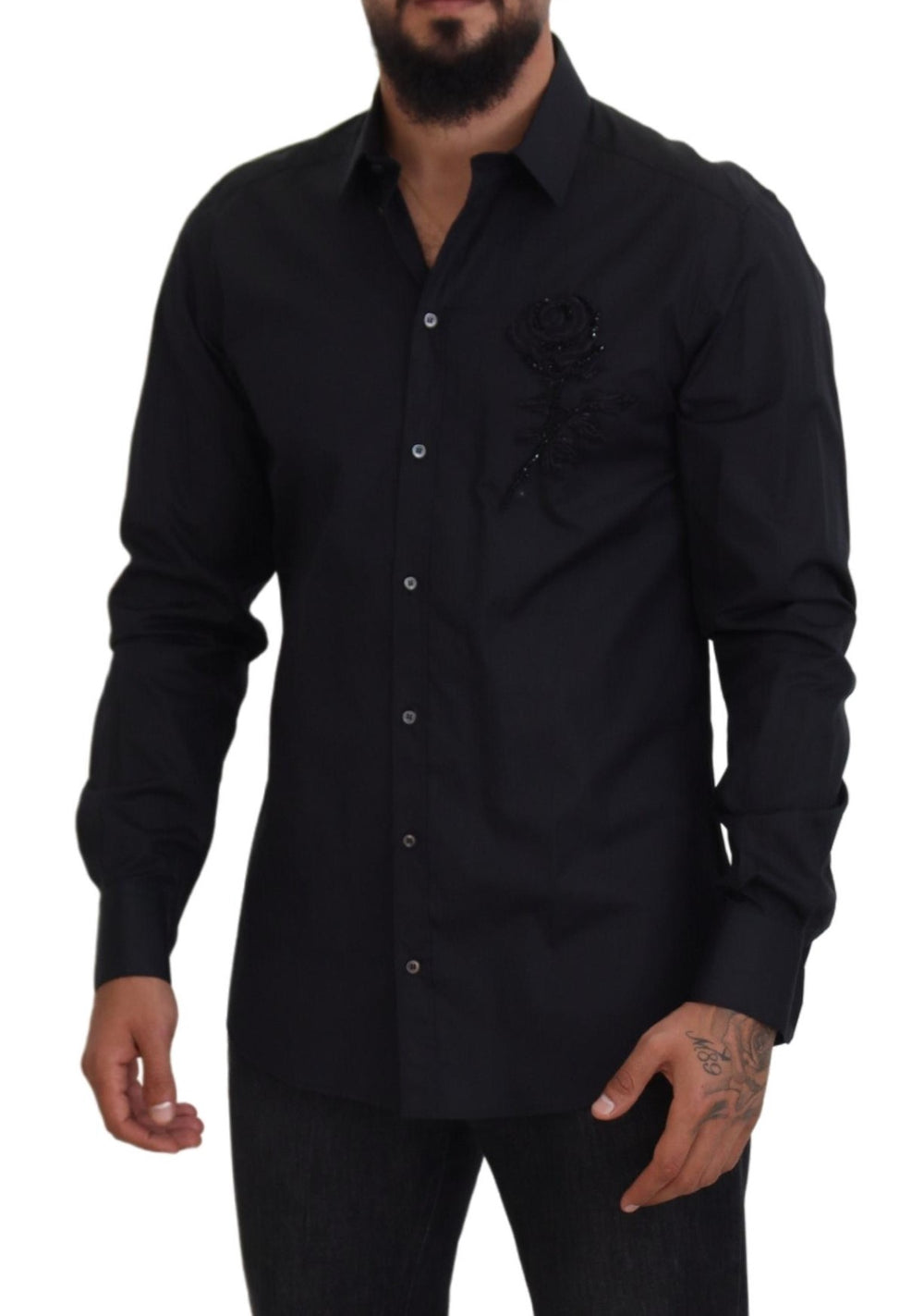 Dolce & Gabbana Slim Fit Cotton Shirt in Black