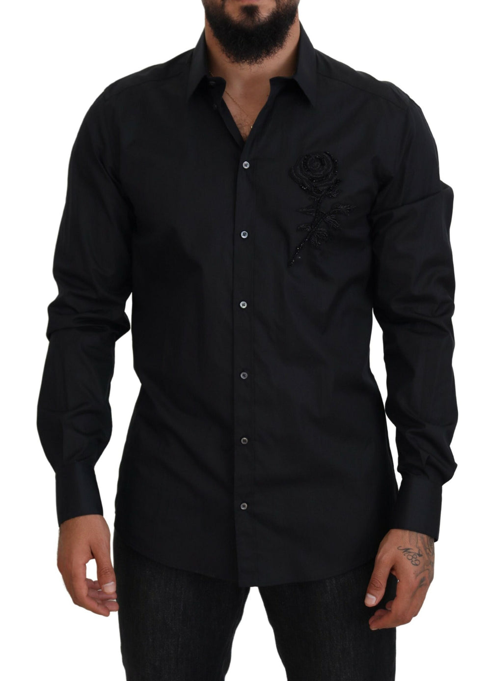 Dolce & Gabbana Slim Fit Cotton Shirt in Black