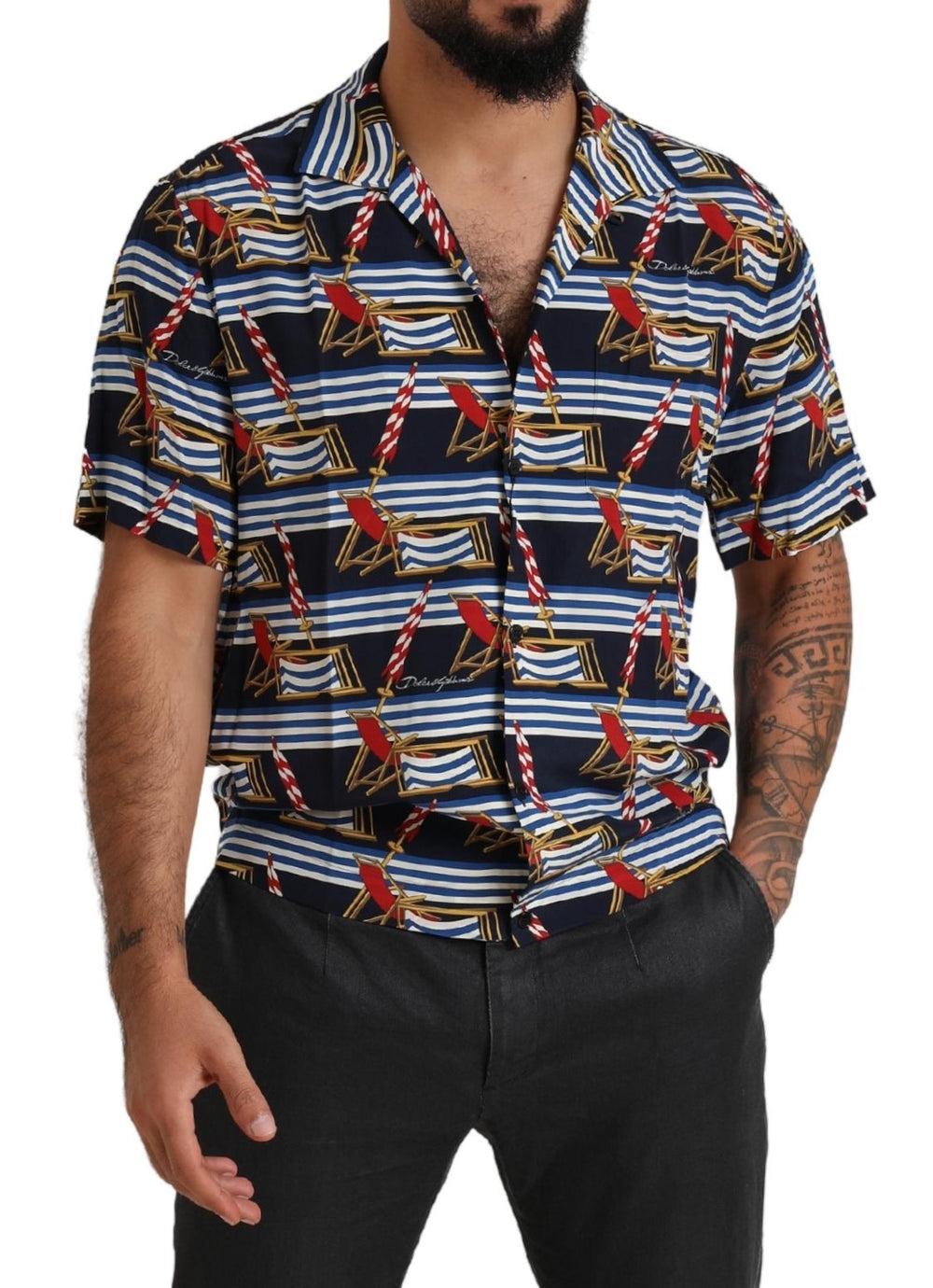 Dolce & Gabbana 100% Silk Short-Sleeve Shirt in Multicolor