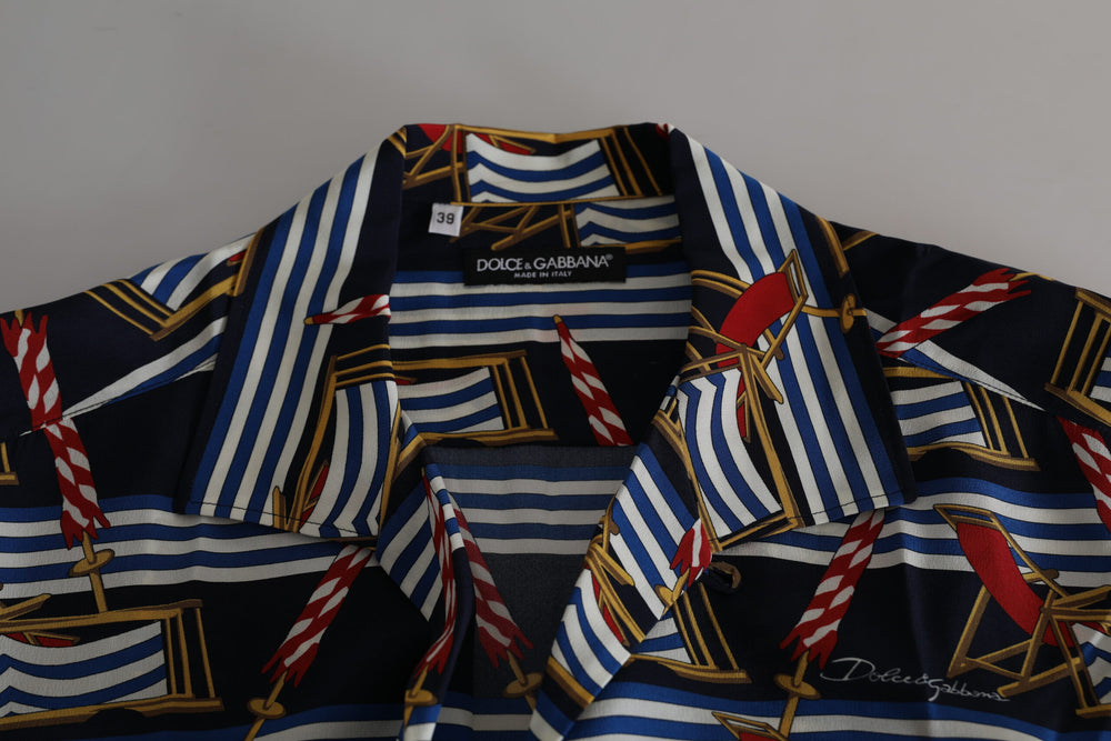 Dolce & Gabbana 100% Silk Short-Sleeve Shirt in Multicolor