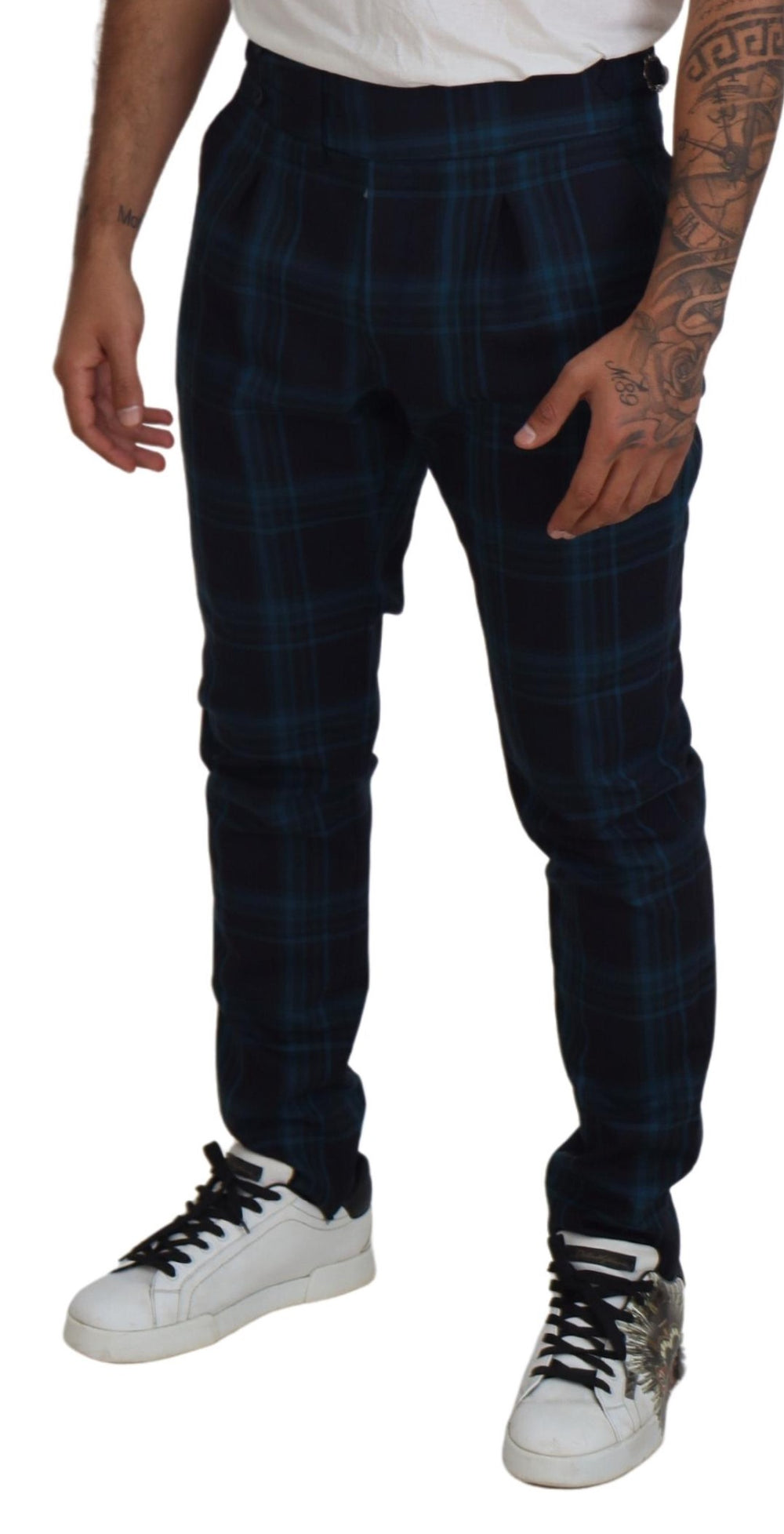 Dolce & Gabbana Wool Trousers in Blue Purple Plaid