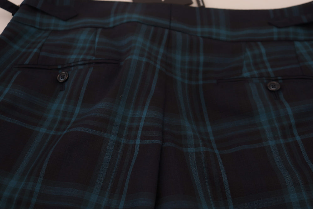Dolce & Gabbana Wool Trousers in Blue Purple Plaid