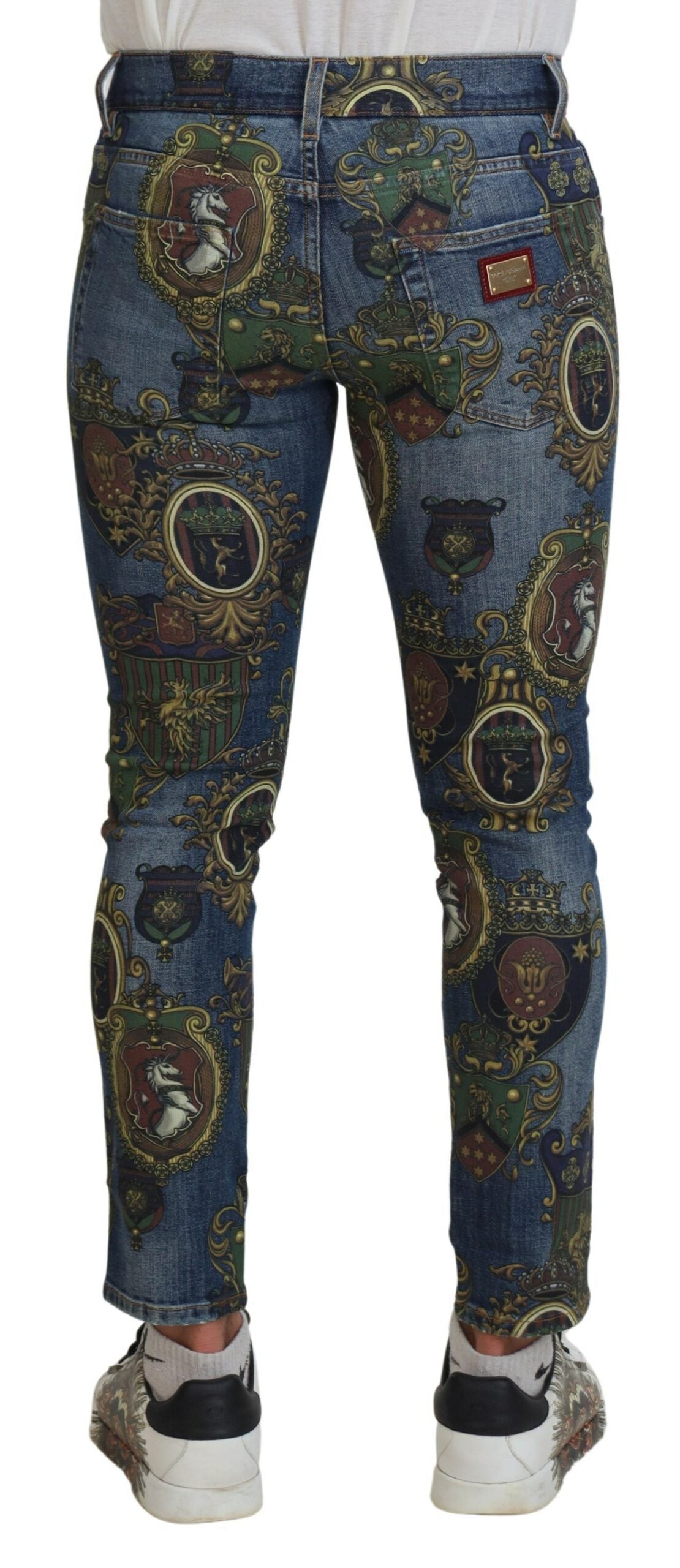 Dolce & Gabbana Slim Fit Jeans με Medal Print σε Μπλε