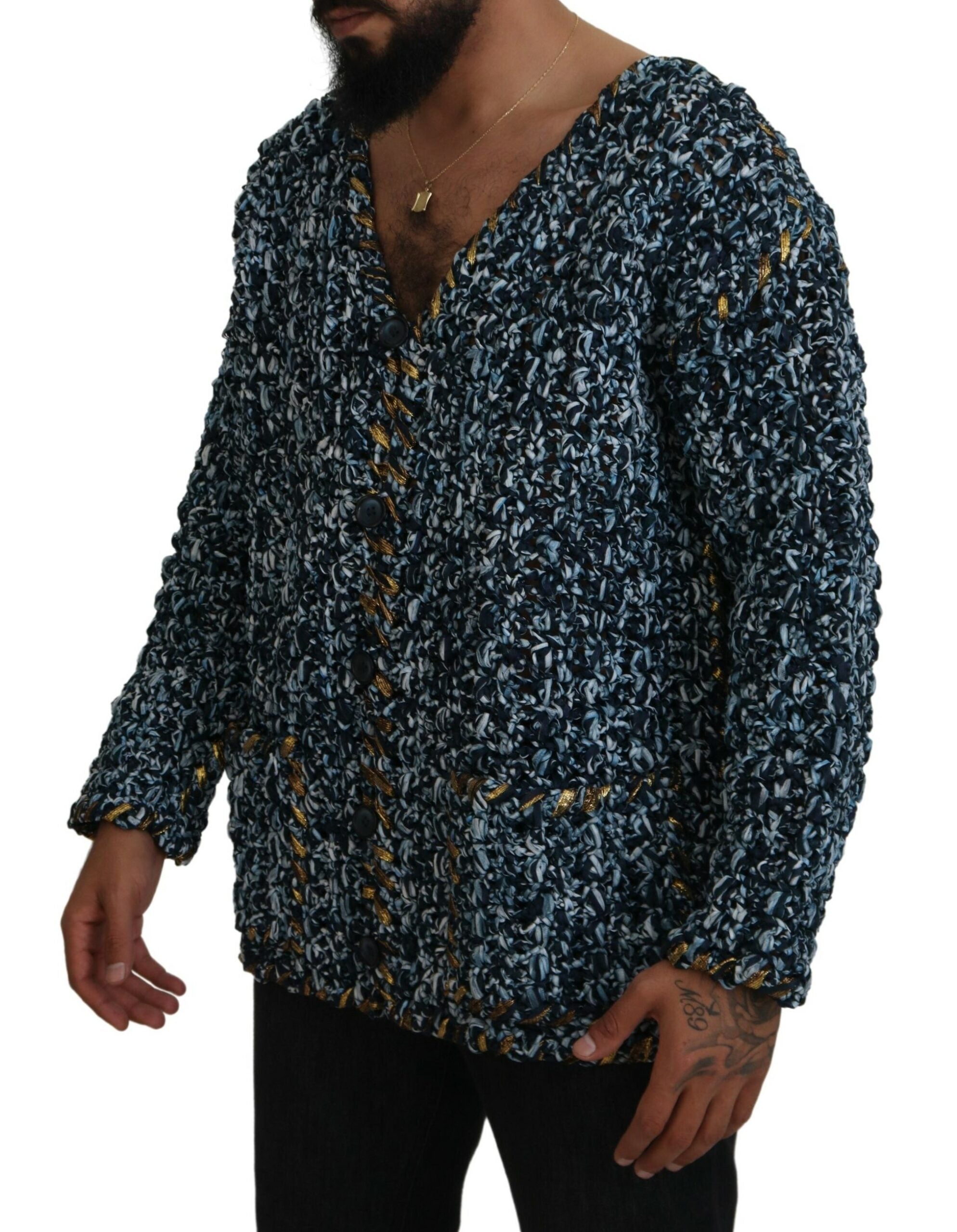 Blue Button Cardigan Fatto A Mano Sweater mens luxury fashion - Mens Edit