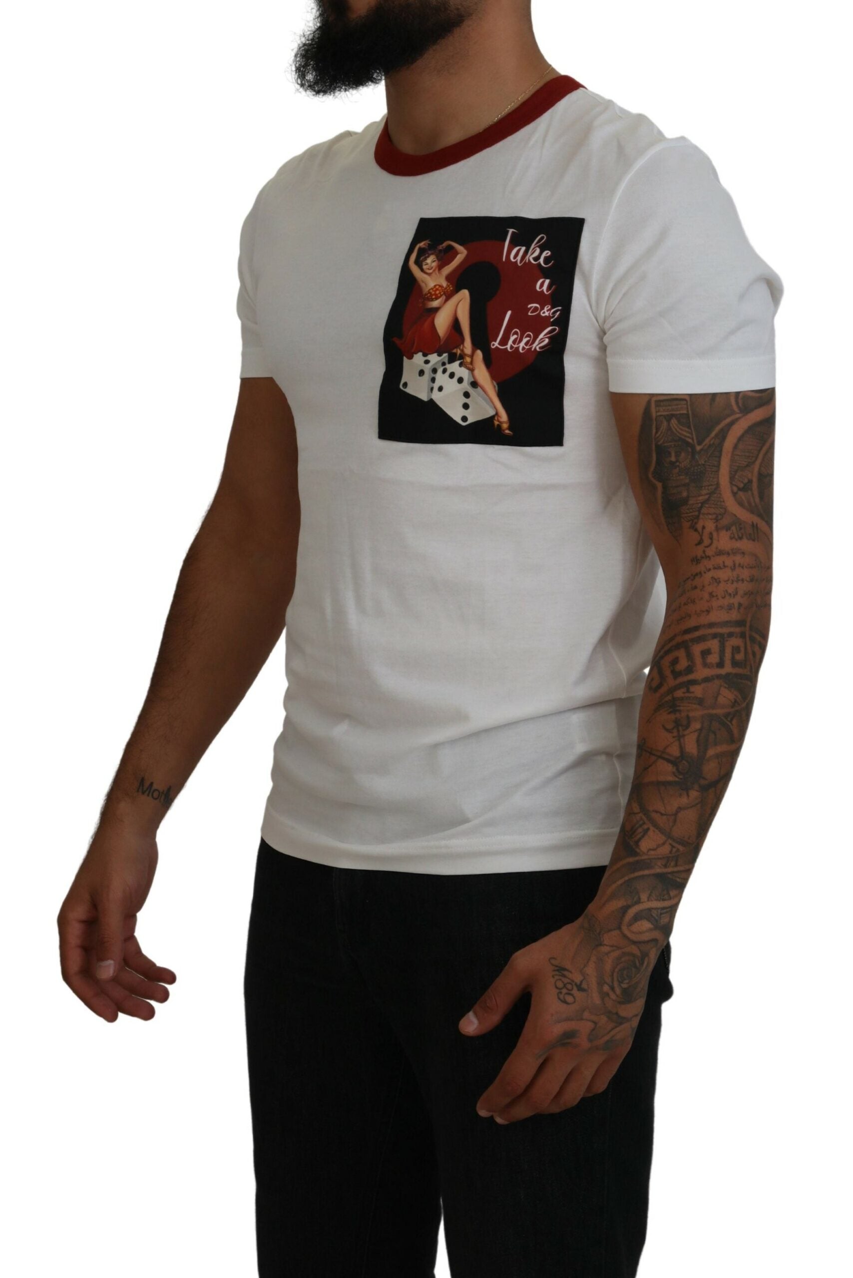 Cotton White Logo Print Crewneck T-shirt mens luxury fashion - Mens Edit