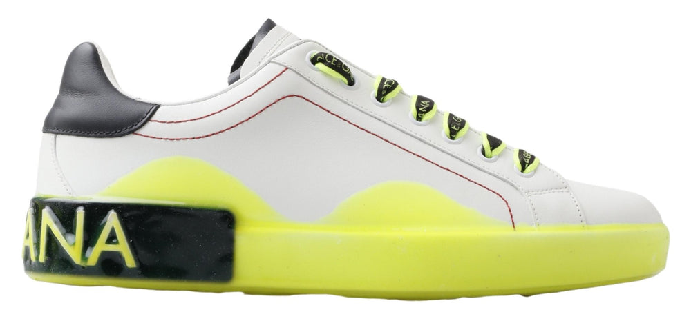 White Yellow Portofino Leather Sneakers Shoes mens luxury fashion - Mens Edit