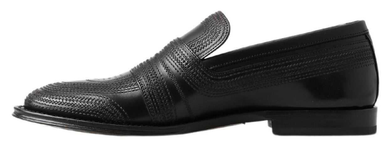 Dolce & Gabbana Δερμάτινα Slipper Loafers σε Μαύρο